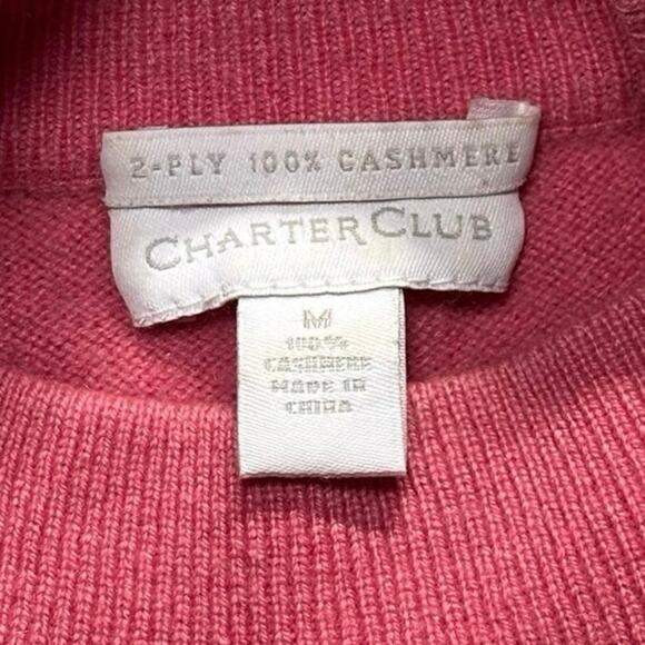 Charter Club 2-Ply 100% Cashmere Salmon Pink Size Medium - Picture 2 of 5